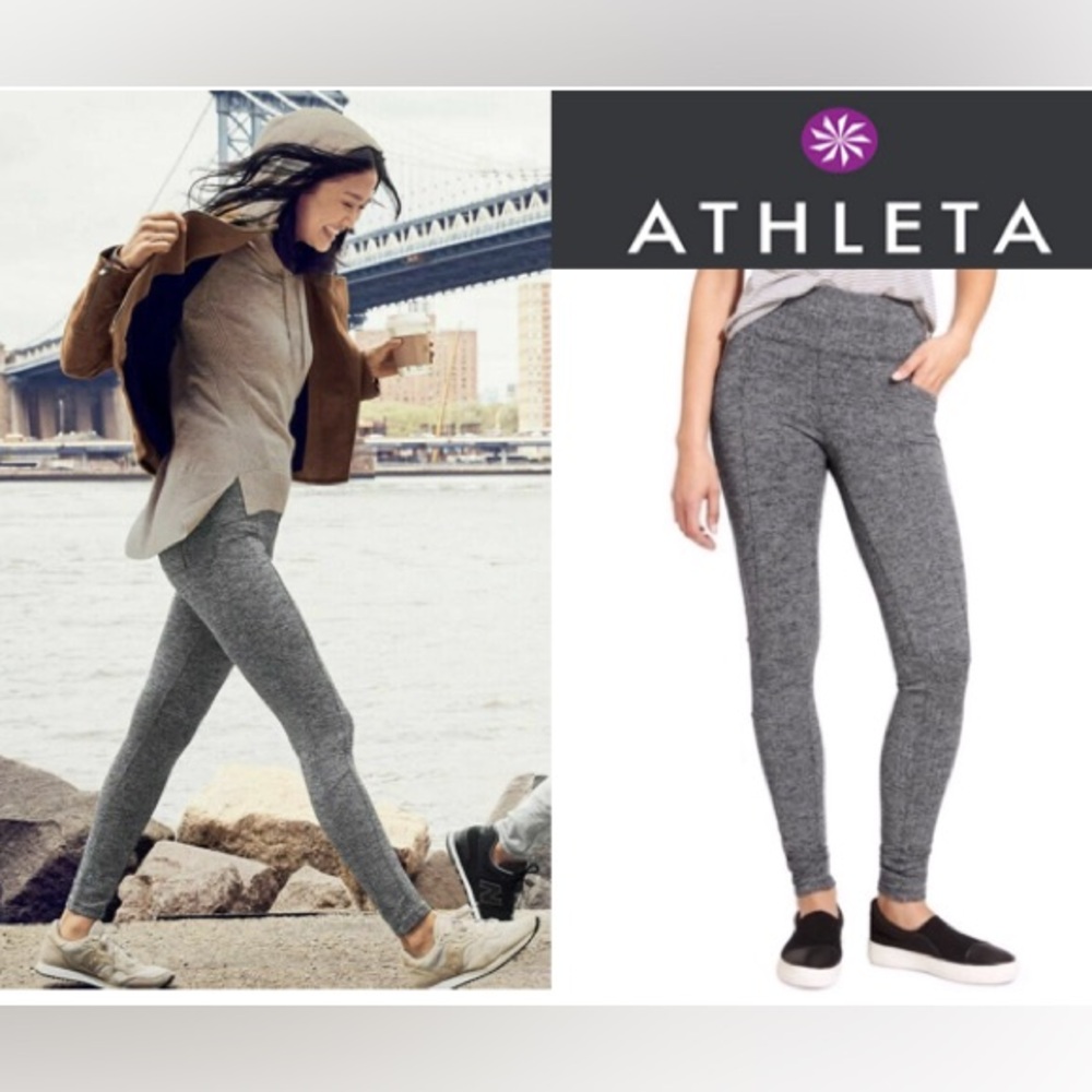 Athleta Herringbone Metro High Waisted Legging Gray/Black Size M